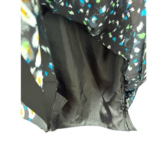 J Crew Graphic Black Pleated Skirt Size 10 100% Polyester Skirt/lining Side Zip - Picture 7 of 11